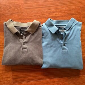 John Daly Mens Polo Shirts XL Bundle 2 Mercerized Cotton Blue Grey Golf Casual